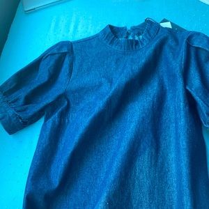 NWT who what wear denim top w/ puff sleeves